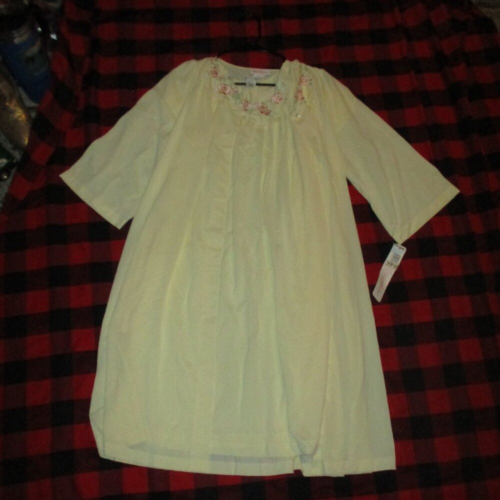 New Vintage Shadowline Night gown & Robe Yellow set Size M
